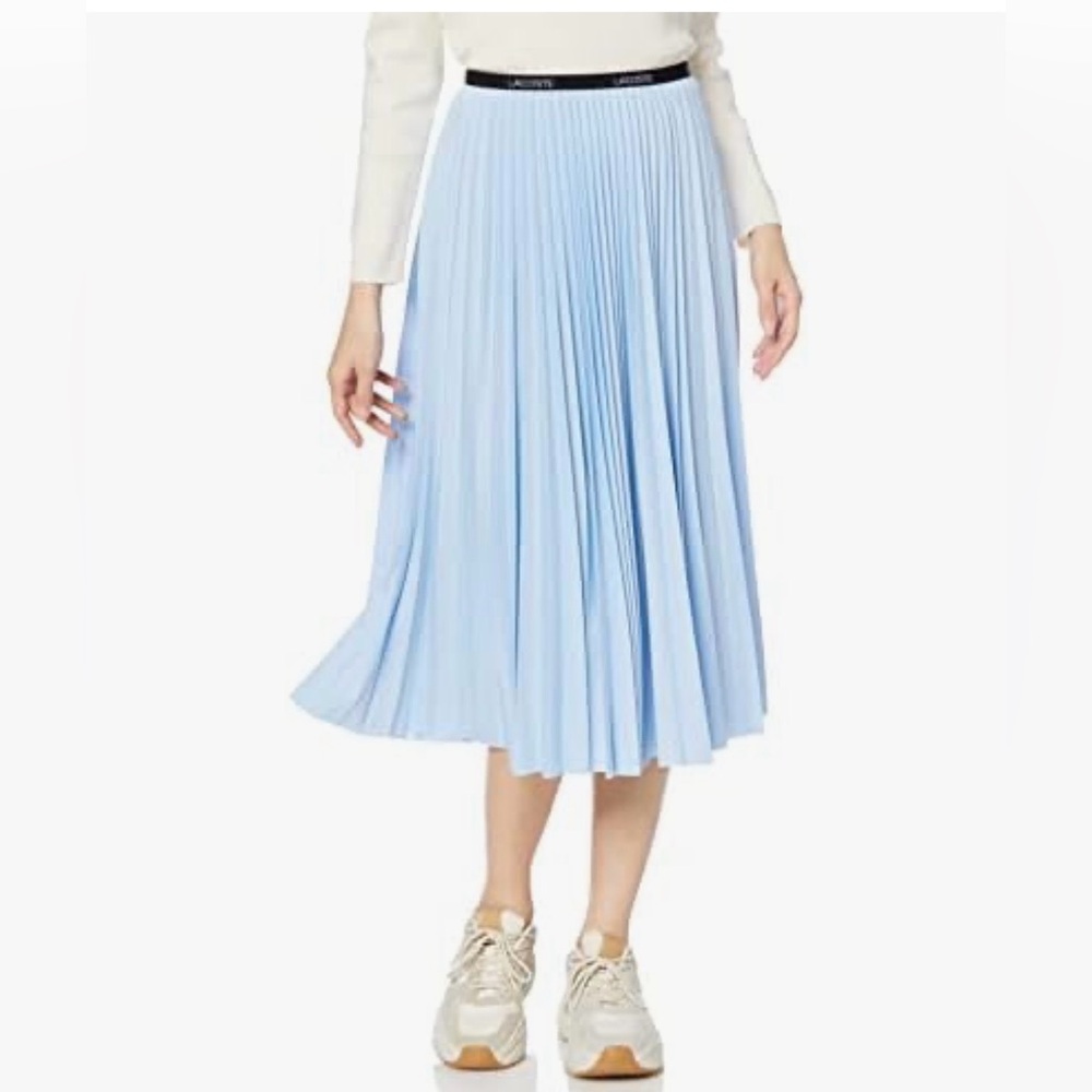 Lacoste Classic Light Blue Pleated Midi/Long Spring Summer Skirt Size Large